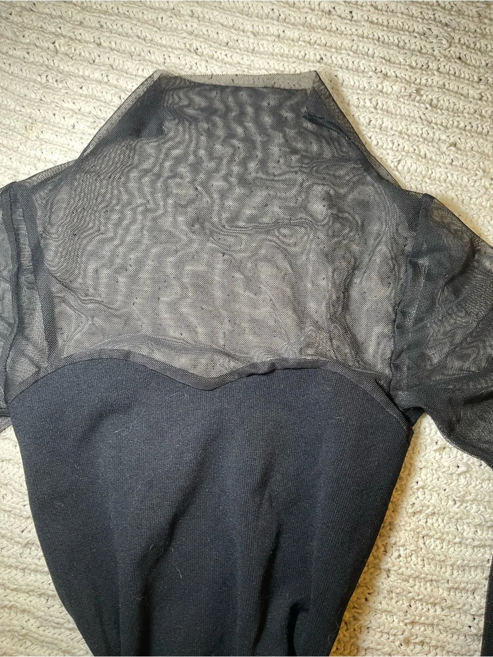 Free People Black Sheer Mock Neck Long Sleeve Top
